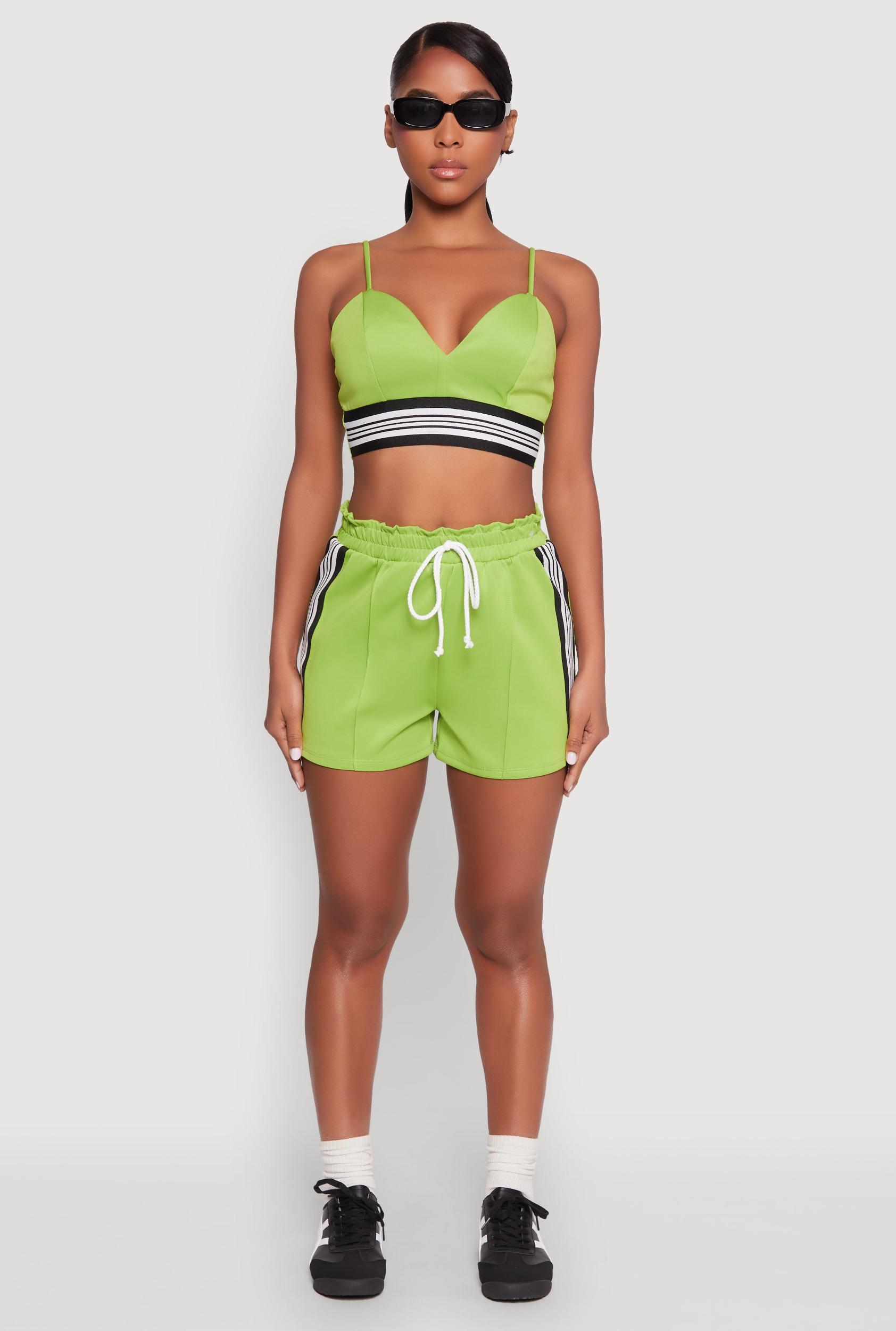 Womens Contrast Side Stripe Paper Bag Waist Short Product Image