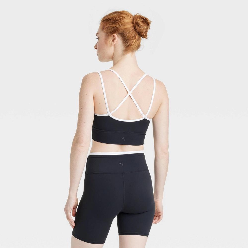 Womens V-Neck Strappy Sports Bra - JoyLab Black L Product Image