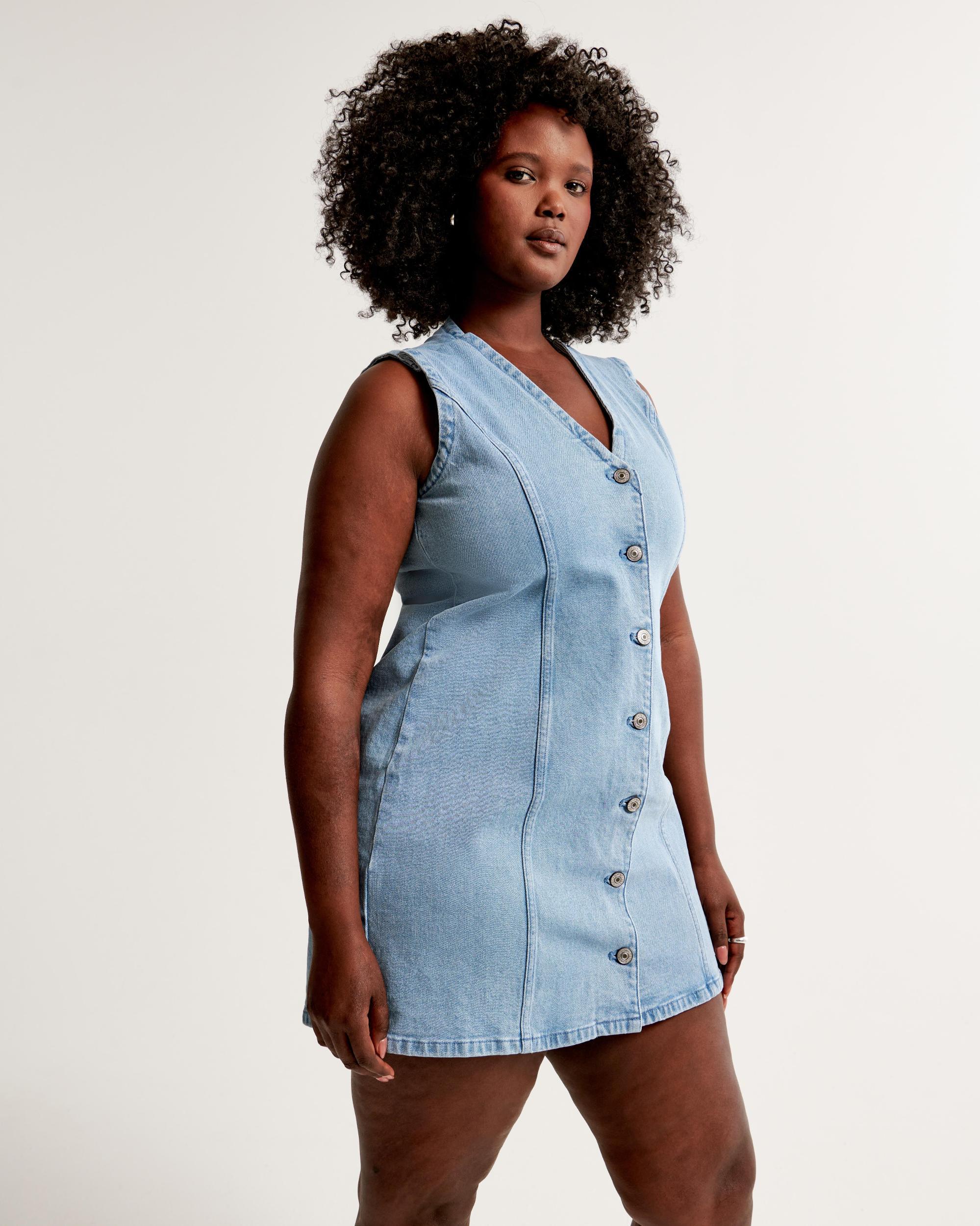 The A&F Mara Denim Vest Mini Dress Product Image