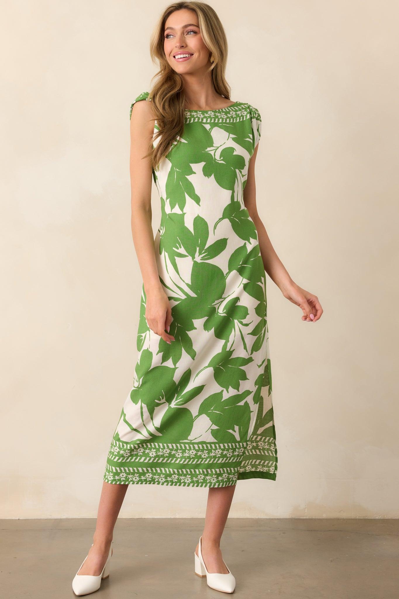 Refined Taste Green Floral Sleeveless Maxi Dress Product Image