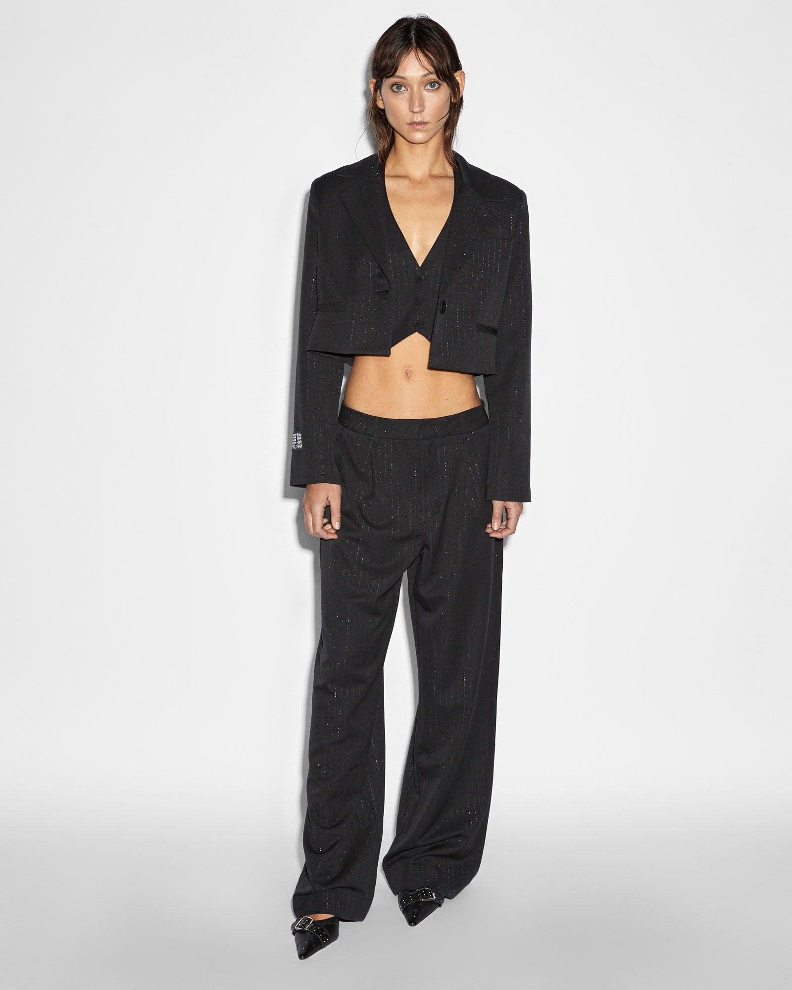 LONDON CROP BLAZER PINSTRIPE Female Product Image