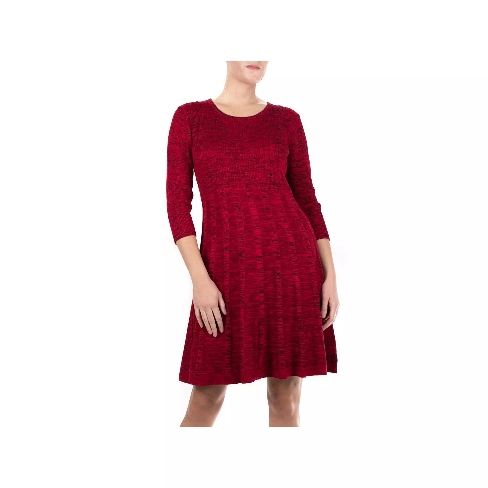 Women's Nina Leonard Pleated Skirt Fit & Flair Sweater Dress, Size: XL, Nina Red Team Product Image
