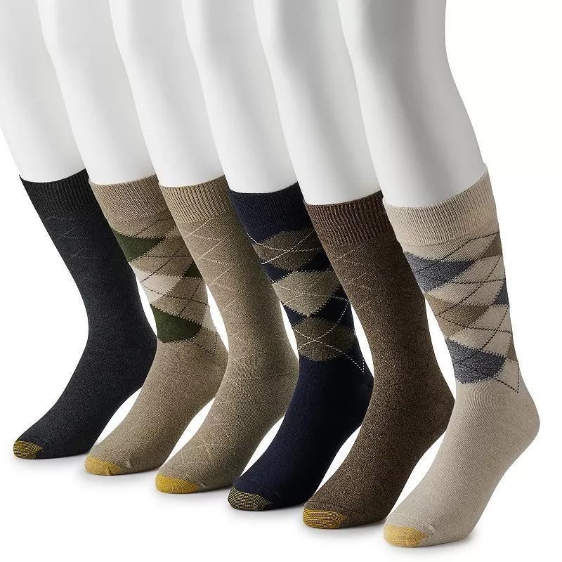 Men's GOLDTOE® 6-pack Cambell Argyle Crew Socks, Size: 6-12, Burg Team Product Image