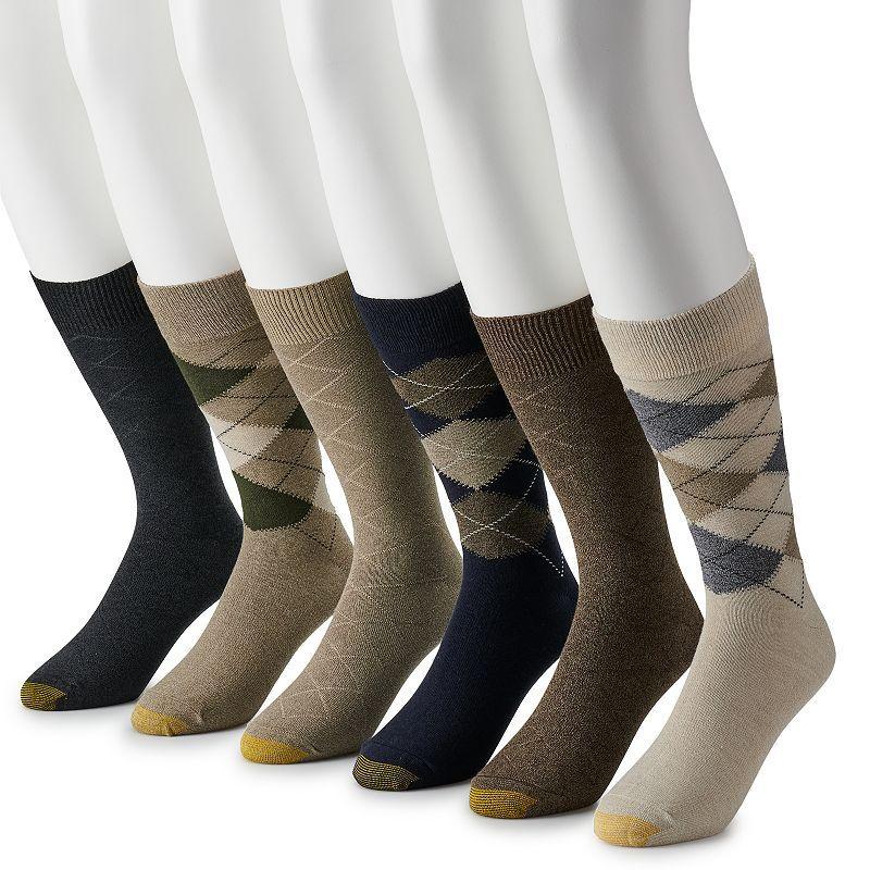 Men's GOLDTOE® 6-pack Cambell Argyle Crew Socks, Size: 6-12, Burg Team Product Image