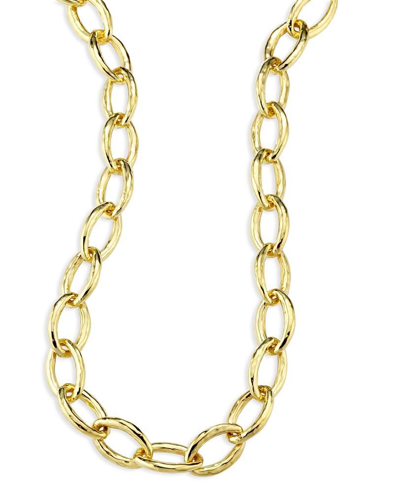 Short Hammered Bastille Mini Link Necklace in 18K Gold Product Image