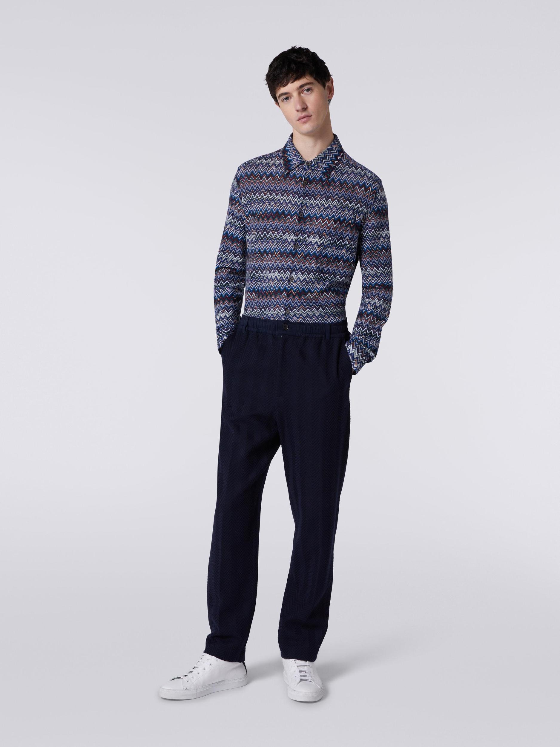 Classic cotton and viscose zigzag trousers Product Image