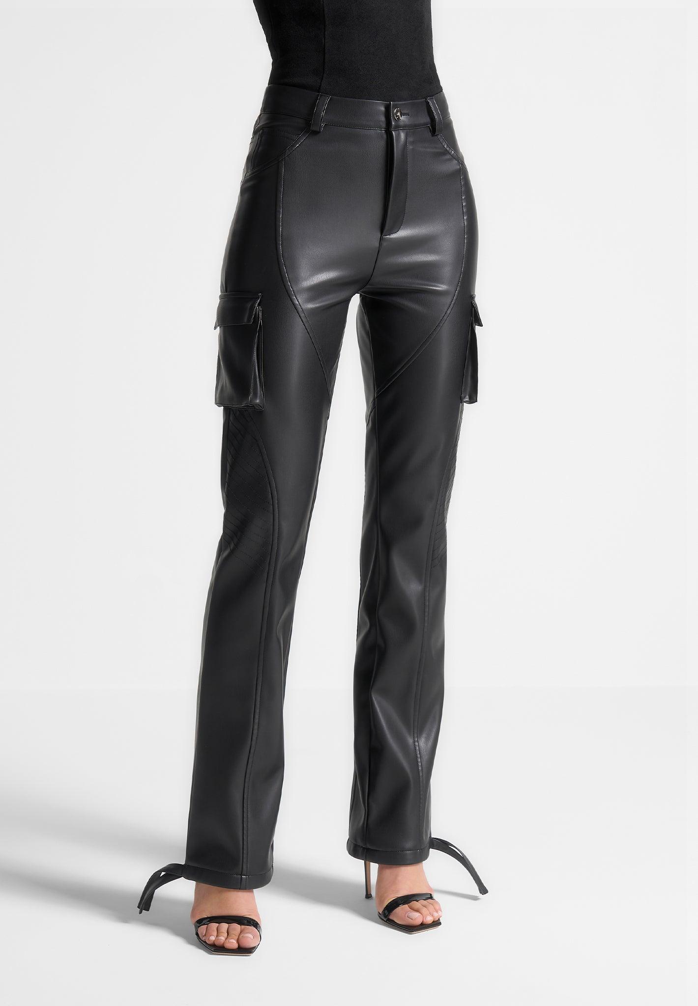 Leather Biker Trousers - Black Female Product Image