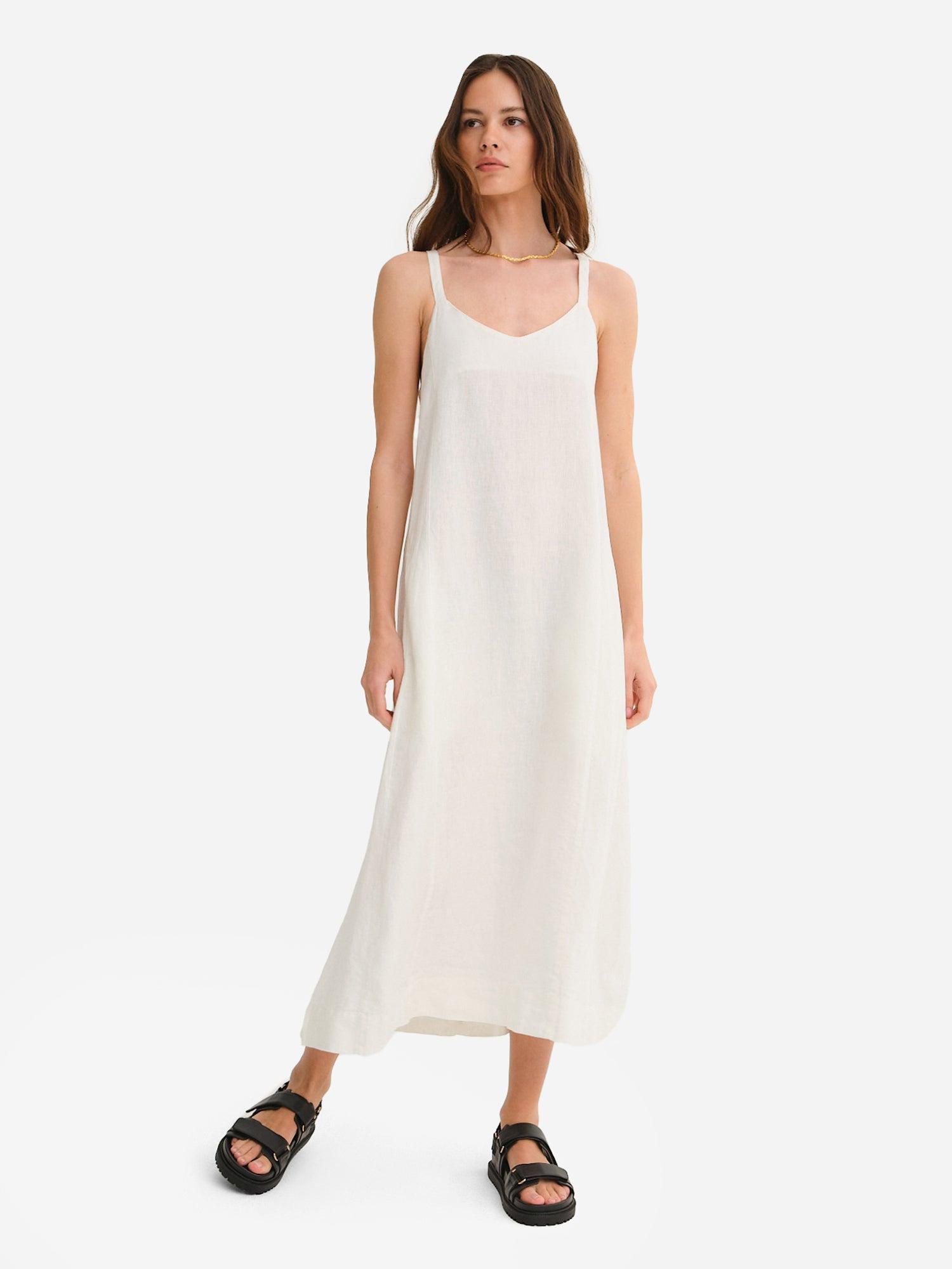 Organic Linen Tie Back Maxi Dress Female Product Image