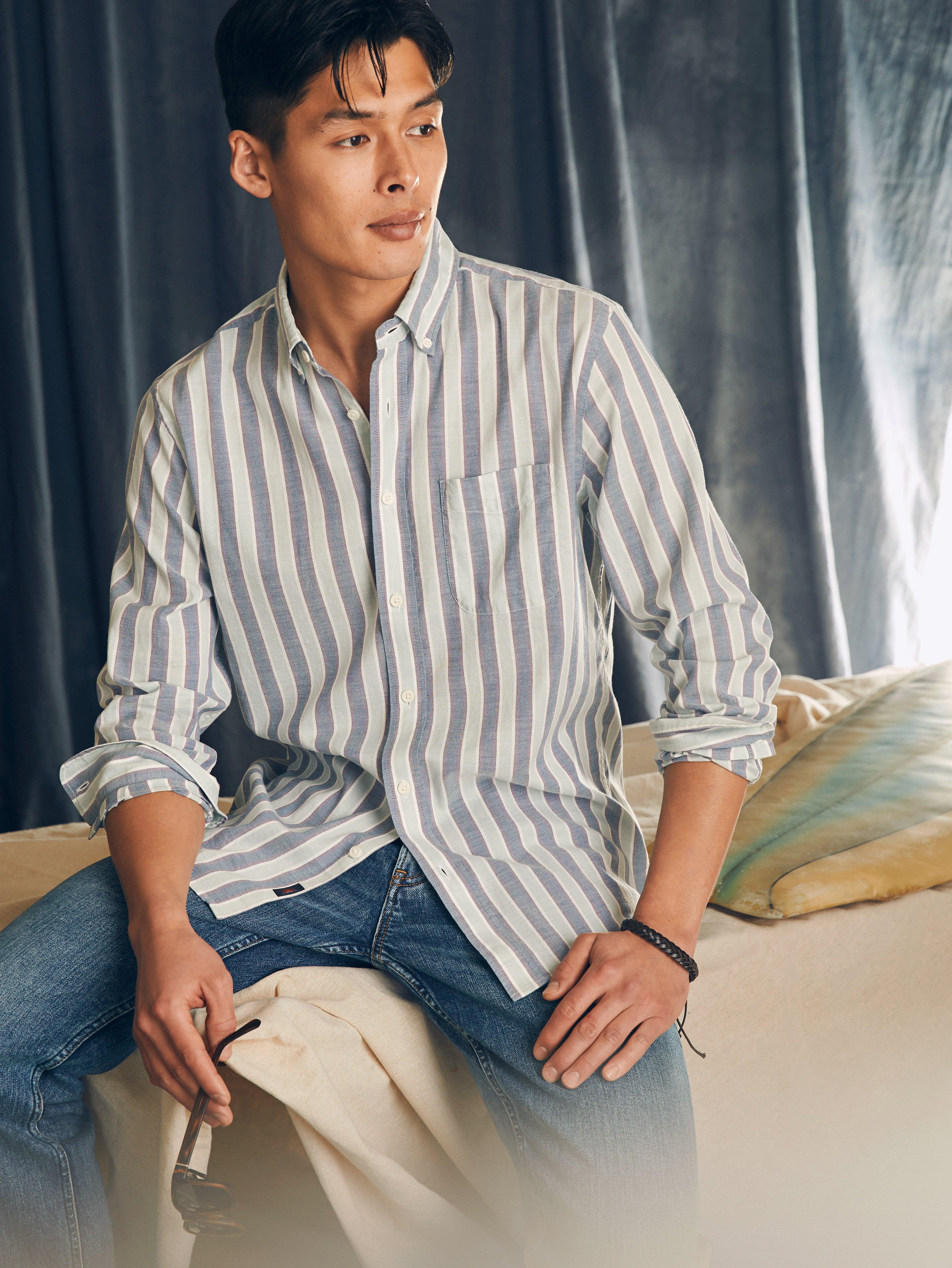 Supima Oxford Shirt - Coastal Skies Stripe Male Product Image