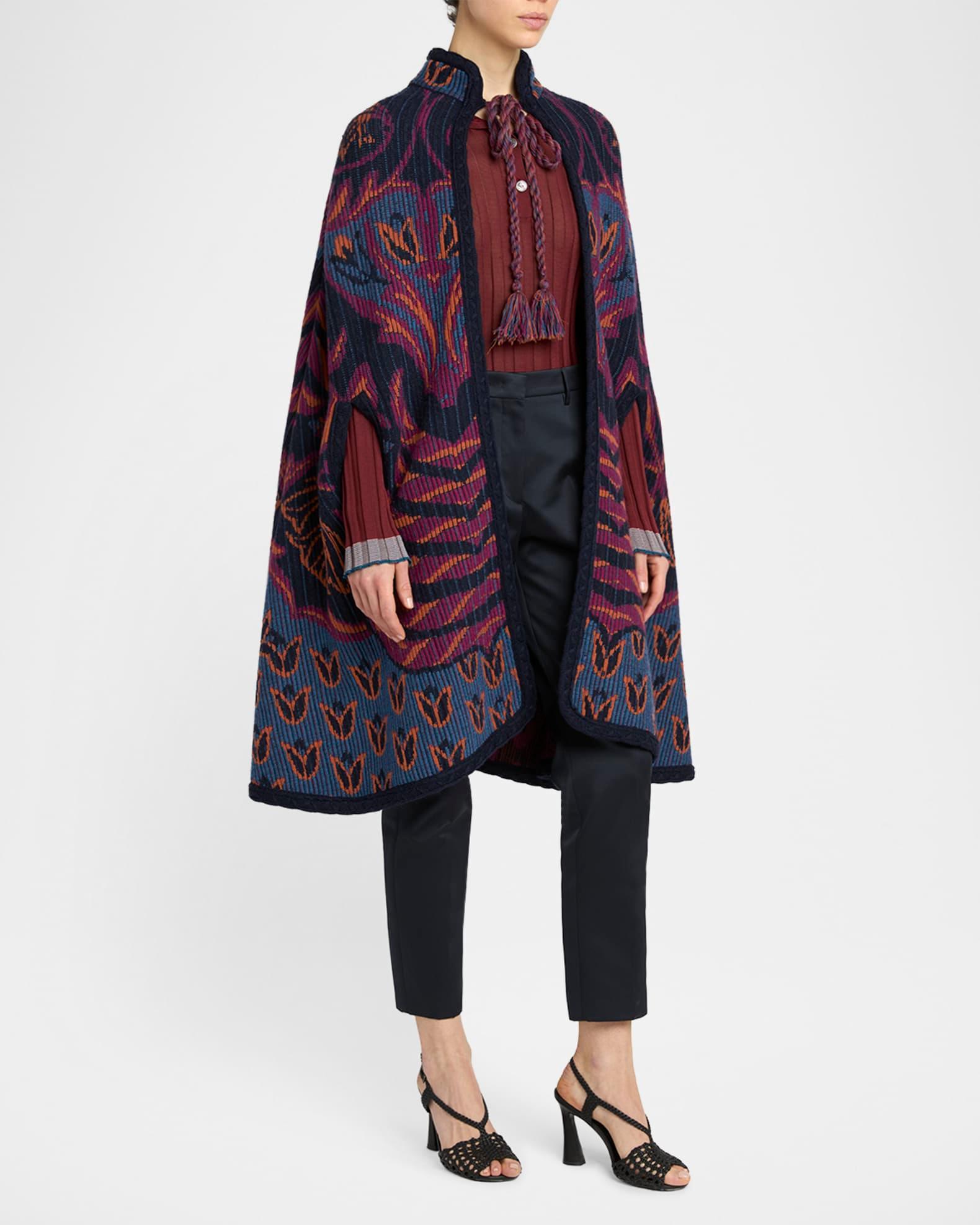 Jacquard Knit Cape Coat Product Image