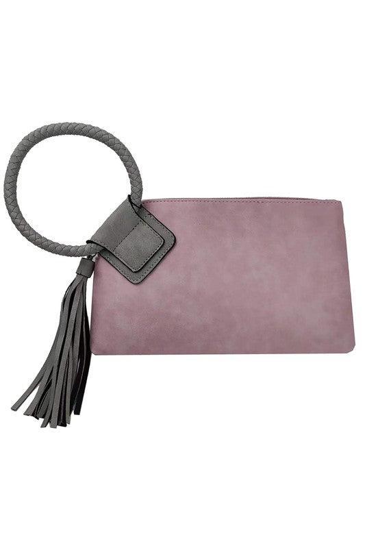 Fashion Cuff Handle Tassel Wristlet Clutch Product Image