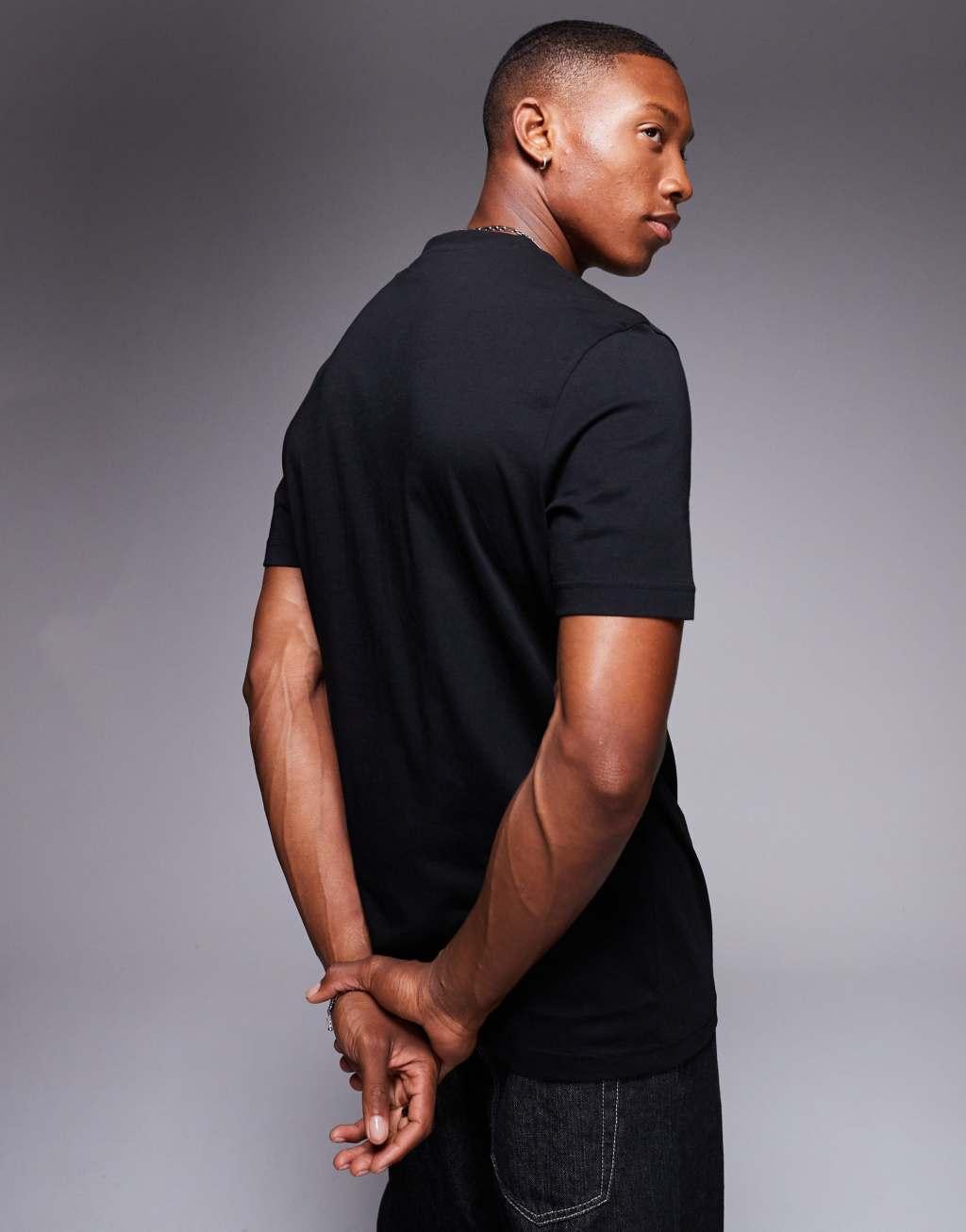 HUGO Red delayer chest print t-shirt with smoked stacked logo in black Product Image