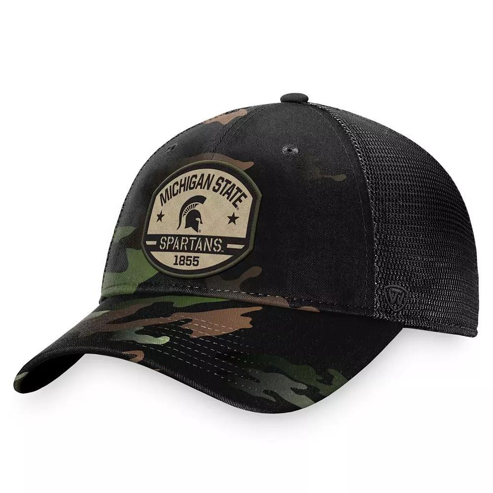 Men's Top of the World Black Michigan State Spartans OHT Delegate Trucker Adjustable Hat Product Image