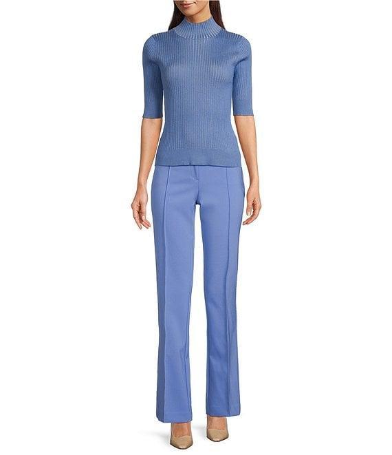 DKNY by Donna Karan Short Sleeve Mock Neck Ribbed Knit Top Product Image