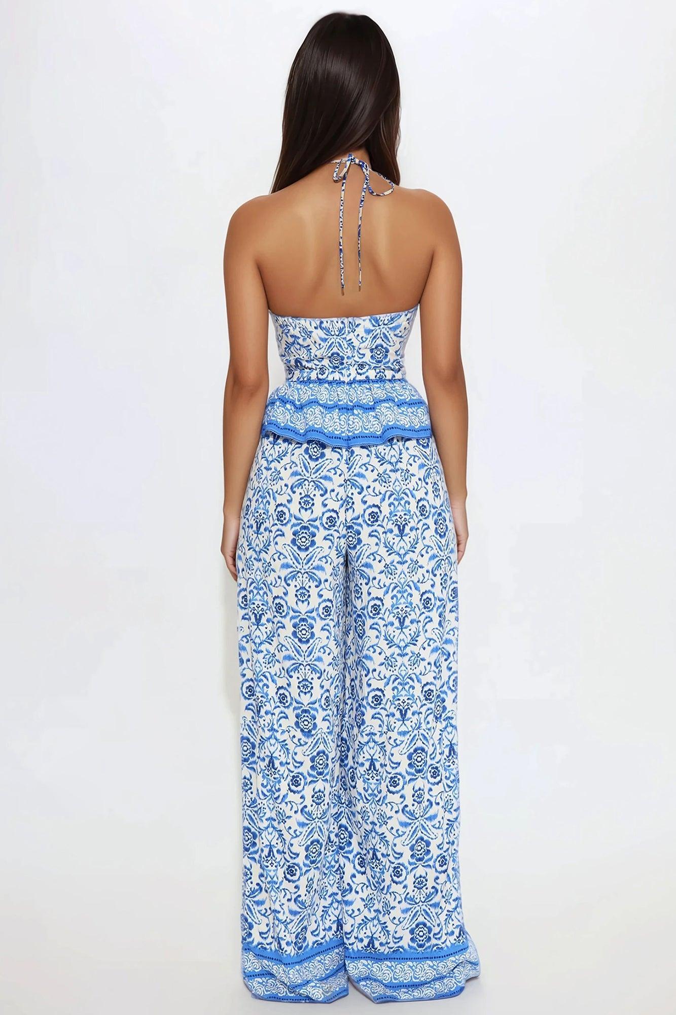 Hopping Yachts Peplum Jumpsuit - Blue/combo Product Image