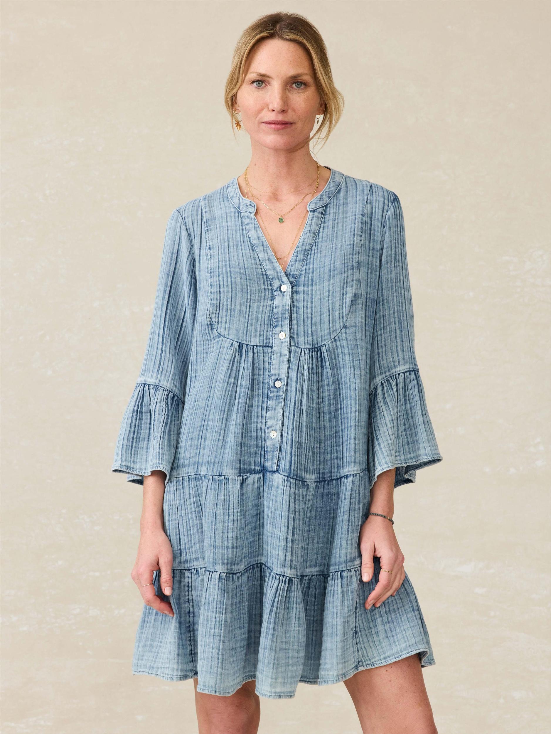 Dune Cotton Gauze Kasey Dress - Light Indigo Wash Female Product Image