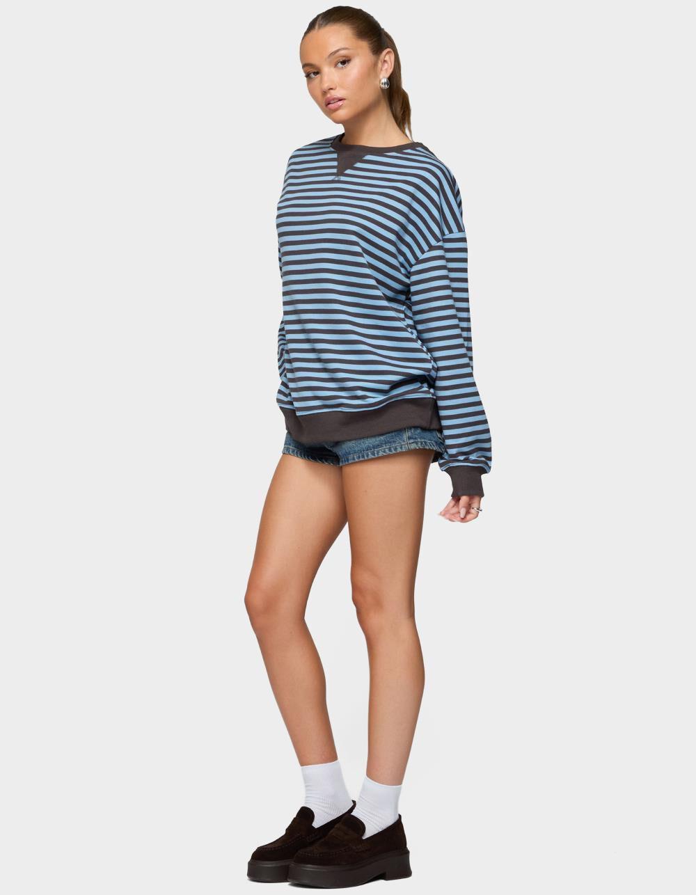 EDIKTED Onda Striped Sweatshirt - BLUE Product Image