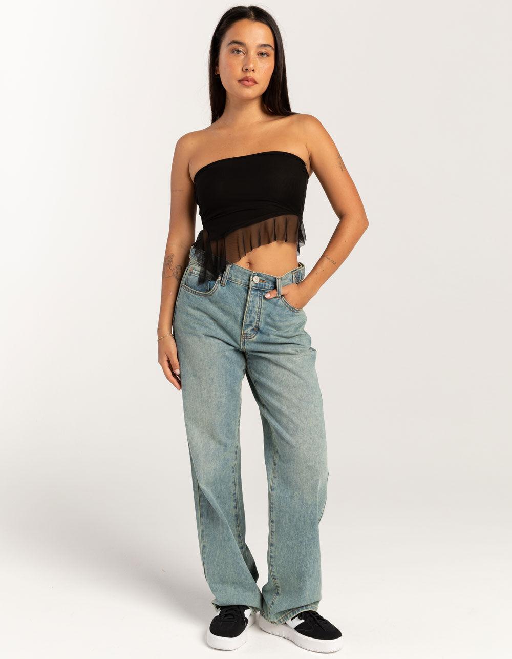FULL TILT Ruffle Womens Tube Top - BLACK Product Image