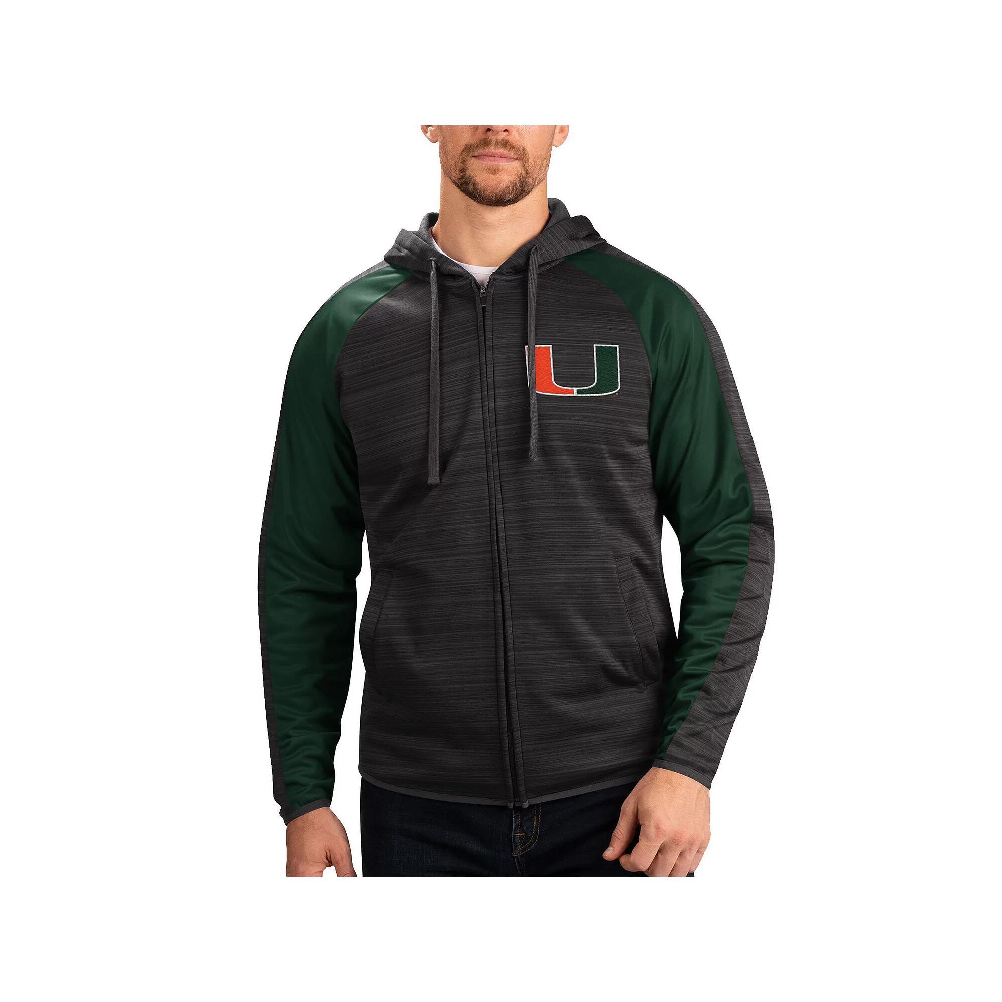 Men's G-III Sports by Carl Banks Black Miami Hurricanes Neutral Zone Raglan Full-Zip Track Jacket Hoodie, Size: XL Product Image