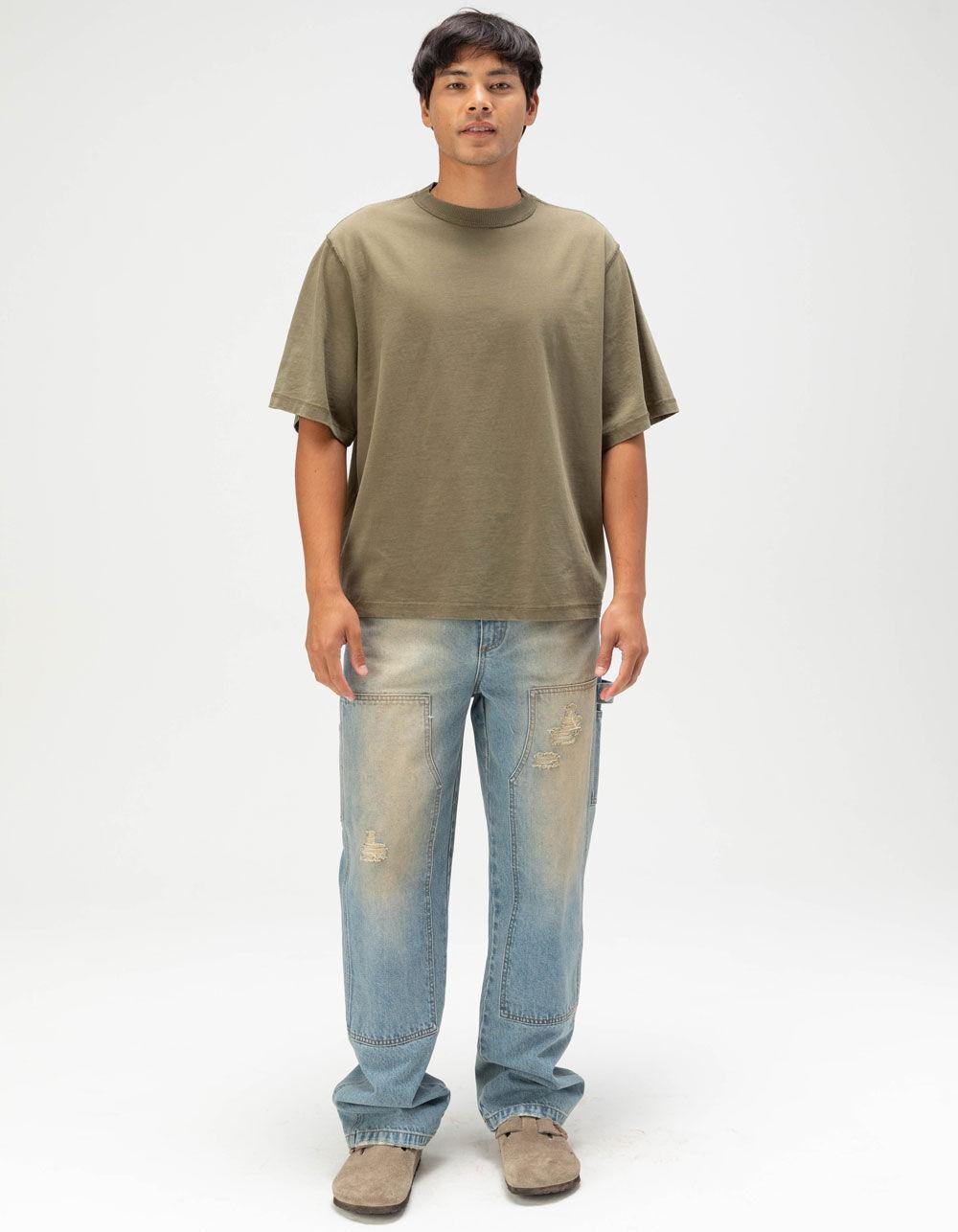 RSQ Mens Vintage Wash Boxy Tee - OLIVE Product Image