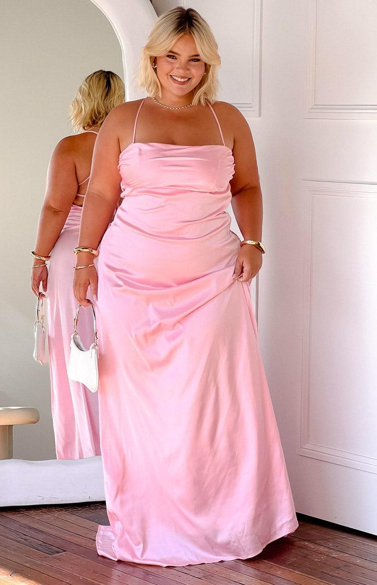 Blaise Pink Satin Maxi Dress Product Image