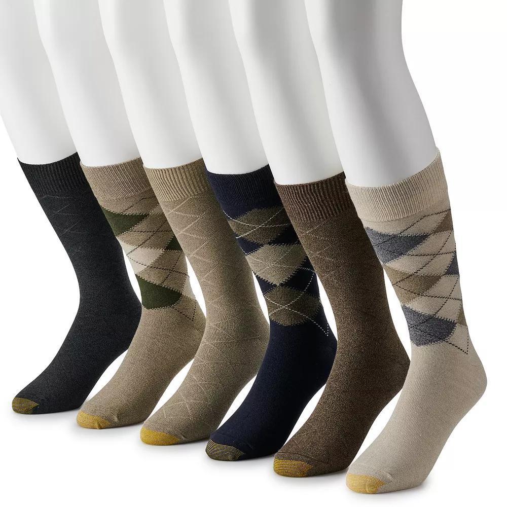 Men's GOLDTOE® 6-pack Cambell Argyle Crew Socks, Size: 6-12, Burg Team Product Image