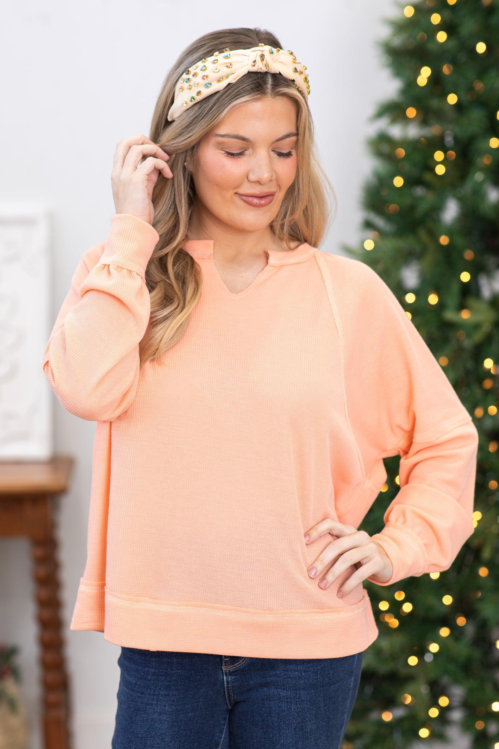 Coral Knit Textured Raglan Sleeve Product Image