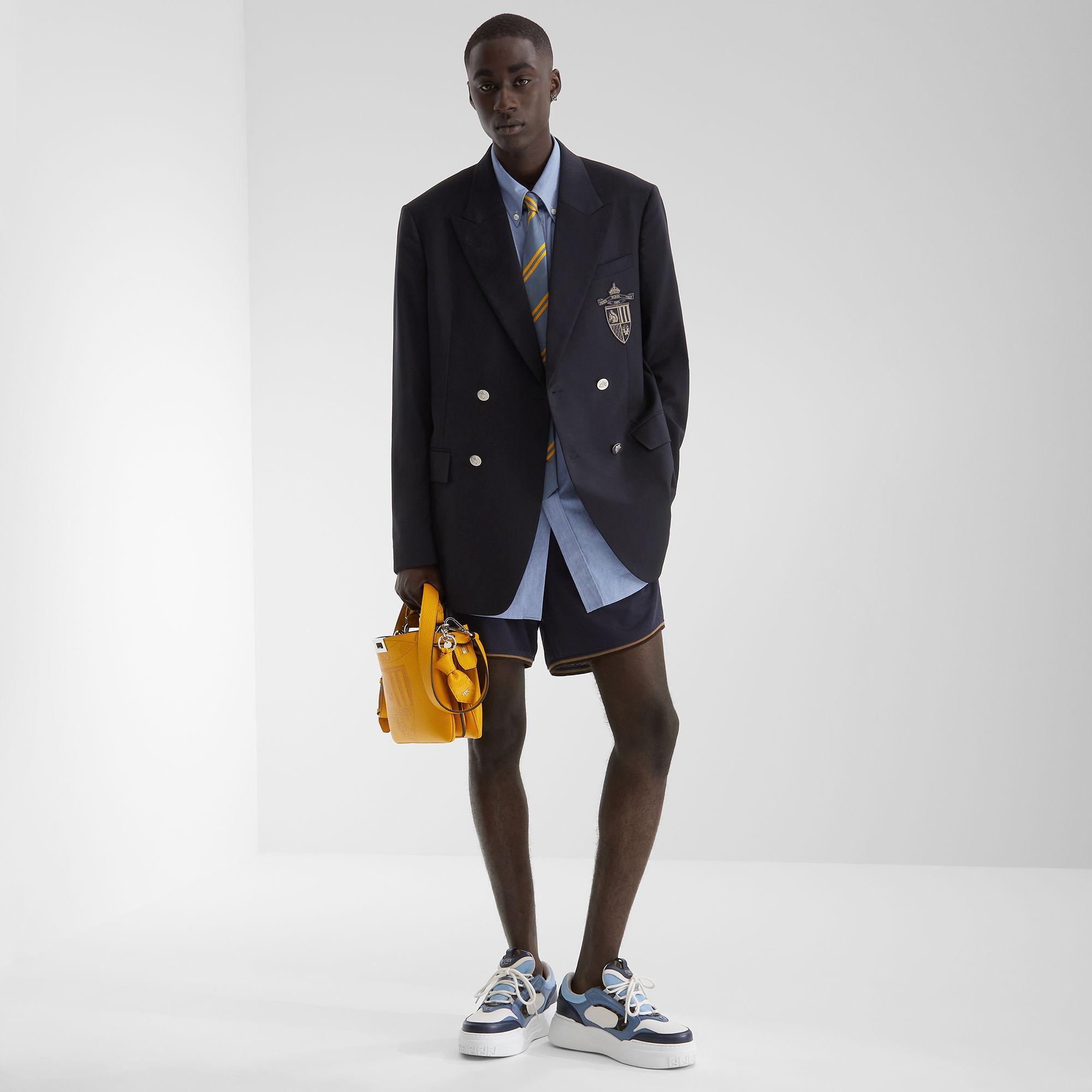 Fendi Force sneakersWhite, light blue and blue leather low-tops Product Image