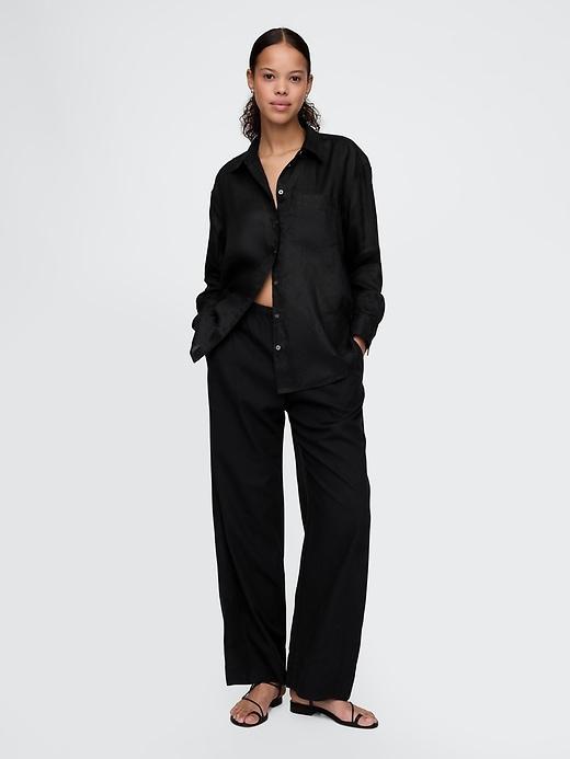 Linen-Blend Easy Wide-Hem Pants Product Image