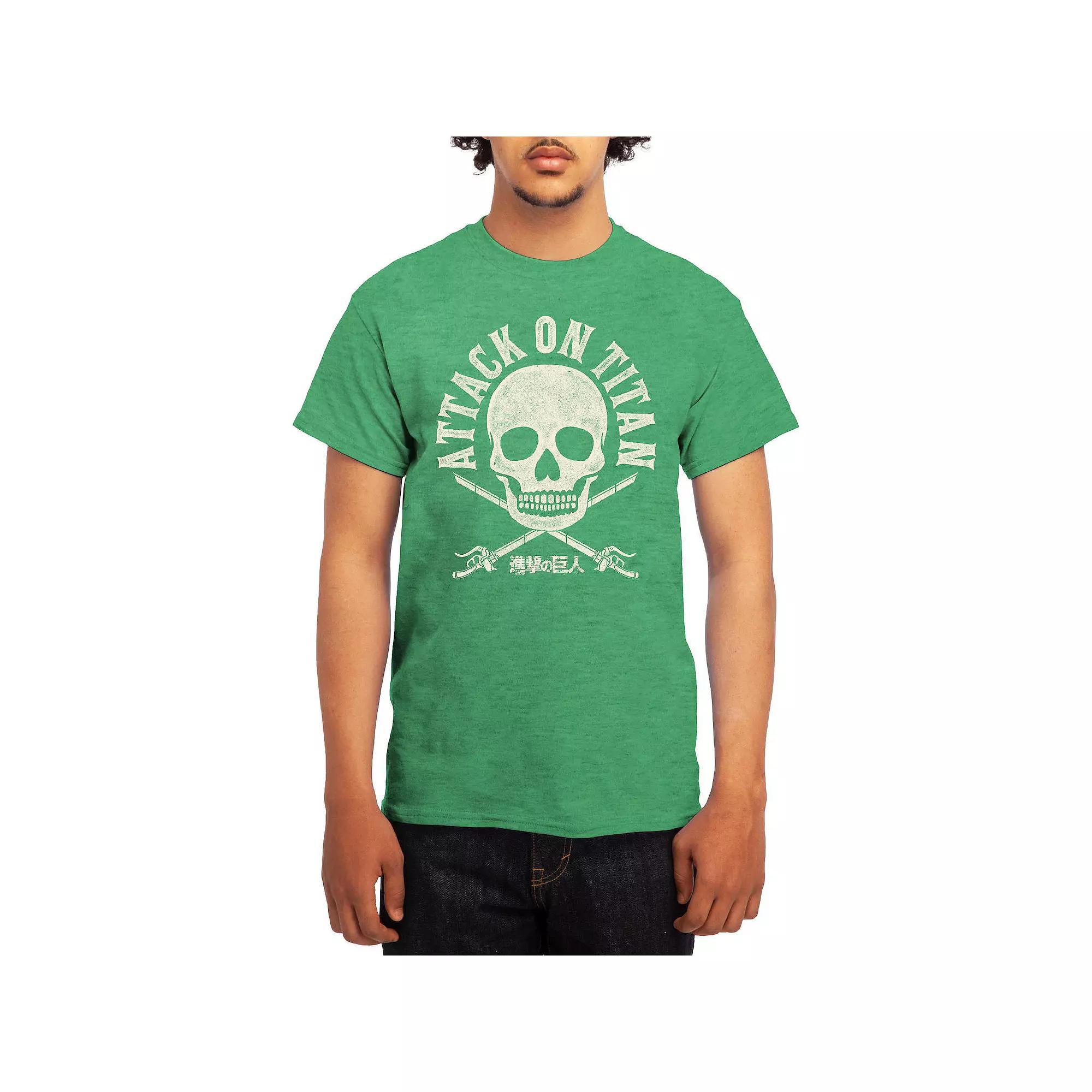 Men's Attack on Titan Skull Swords Tee, Size: XL, Grey Kelly Product Image