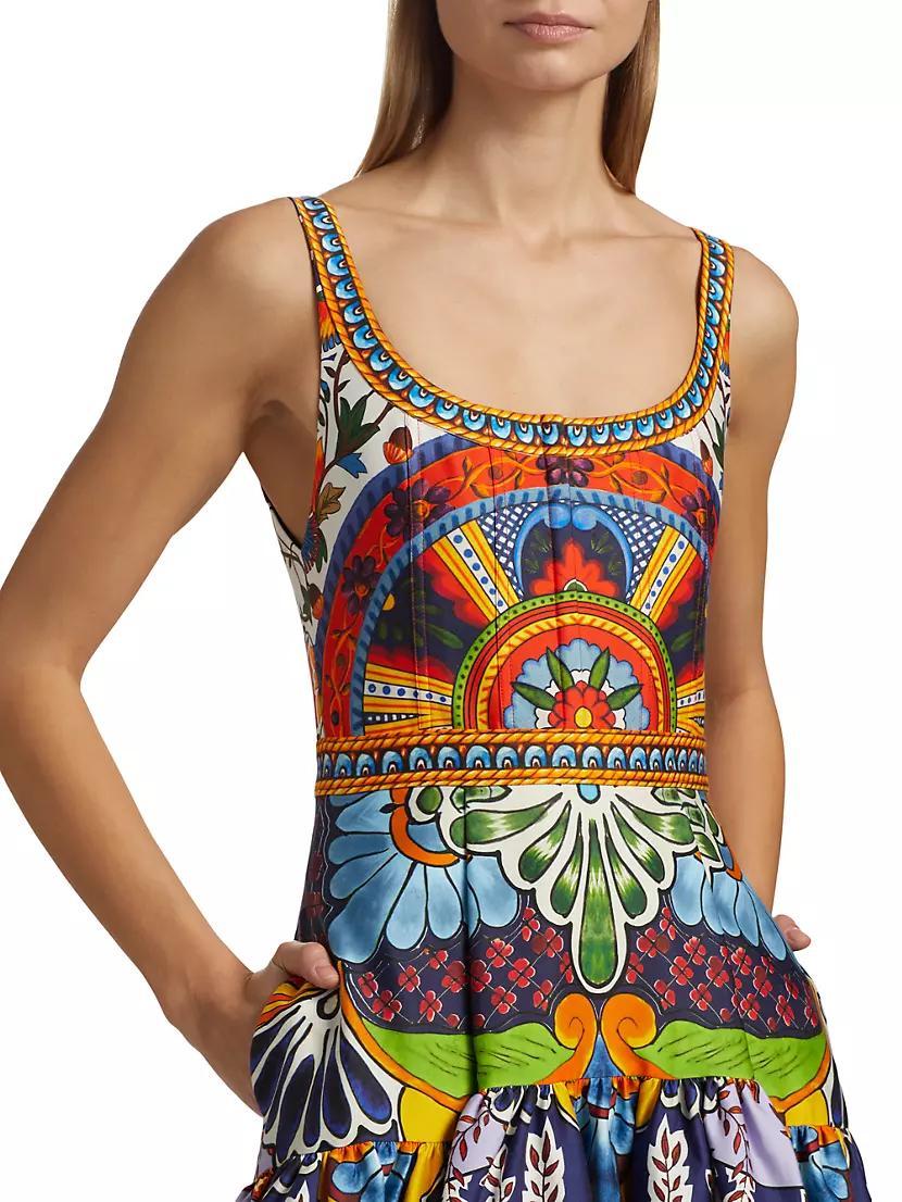 Diana Floral Cotton-Blend Sleeveless Fit & Flare Midi-Dress Product Image