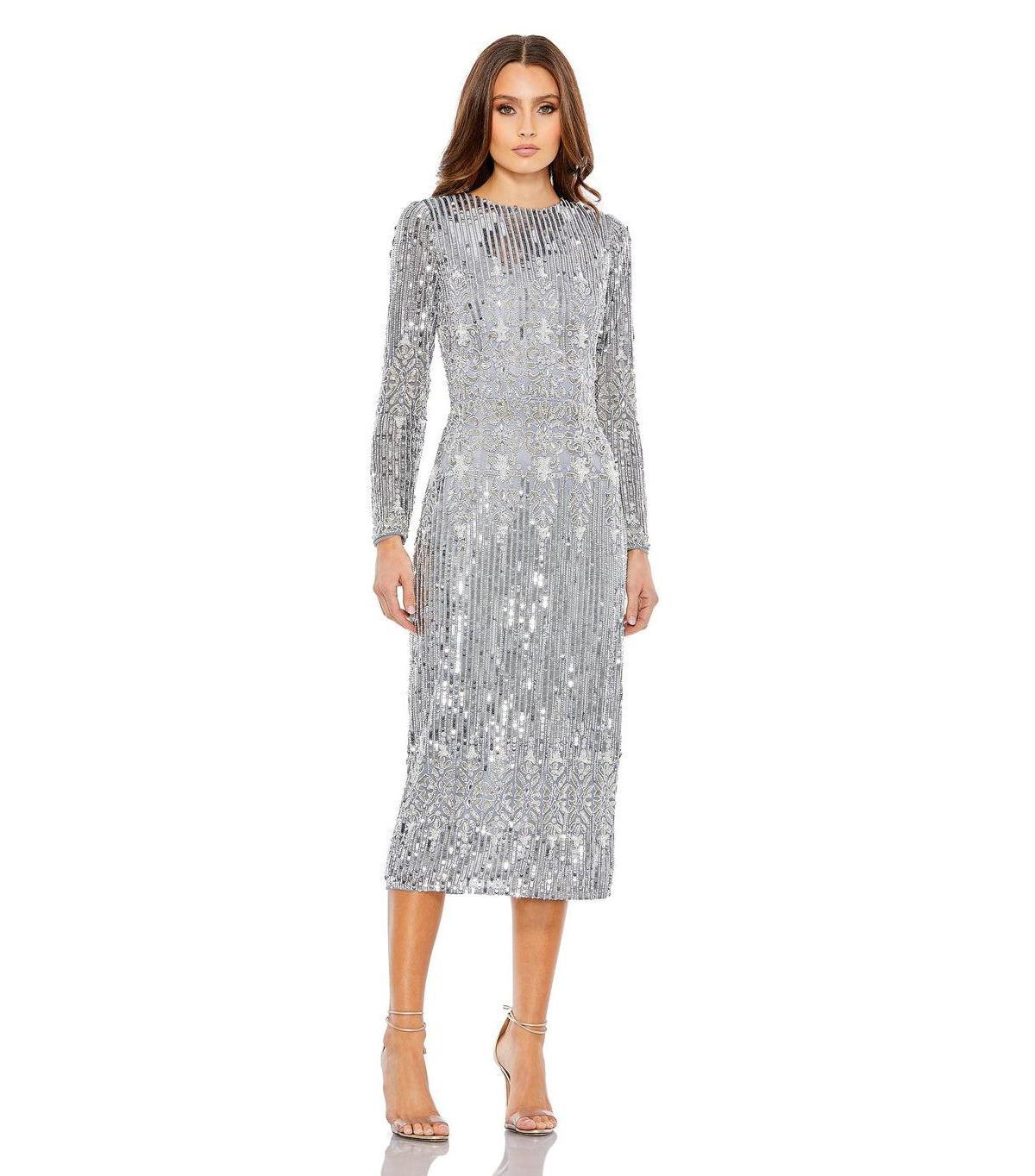 Womens Embellished Long-Sleeve Column Dress Product Image