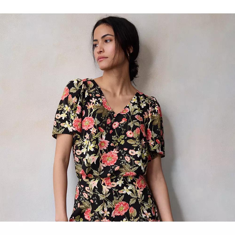Womens LC Lauren Conrad Flutter Sleeve V-Neck Shirt Product Image