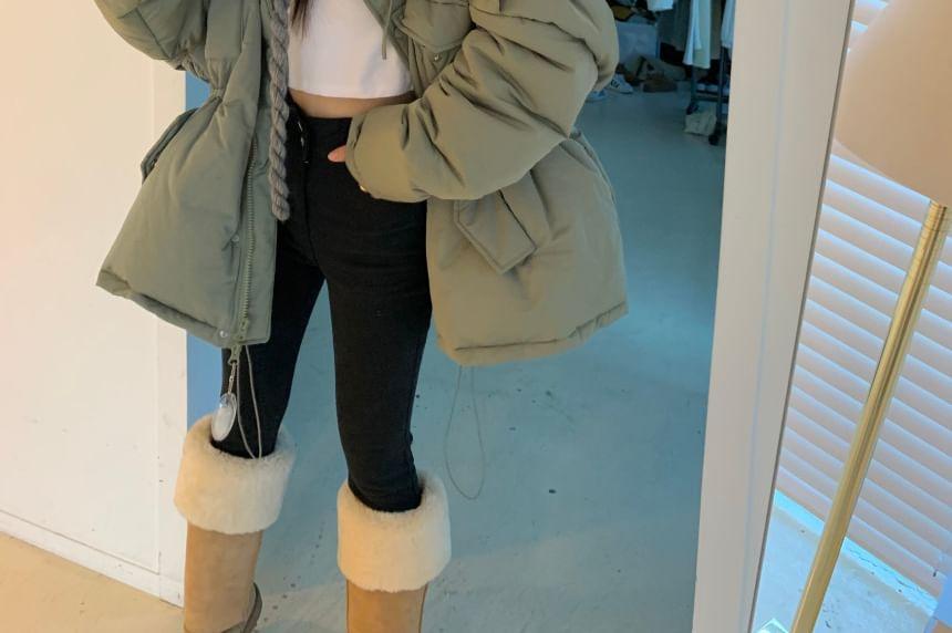 Furry Trim Zip-Up Padded Jacket Product Image