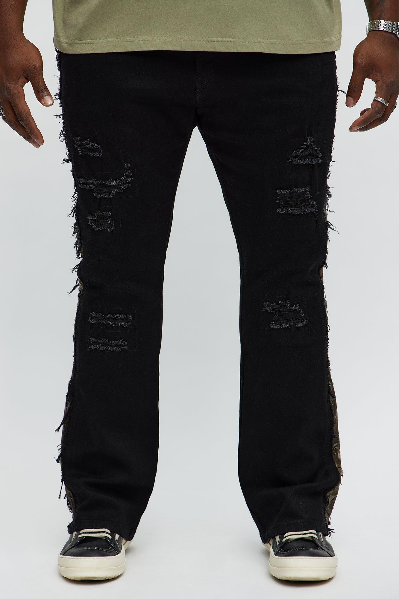 Cover Me Camo Ripped Stacked Skinny Flare Jeans - Black Product Image