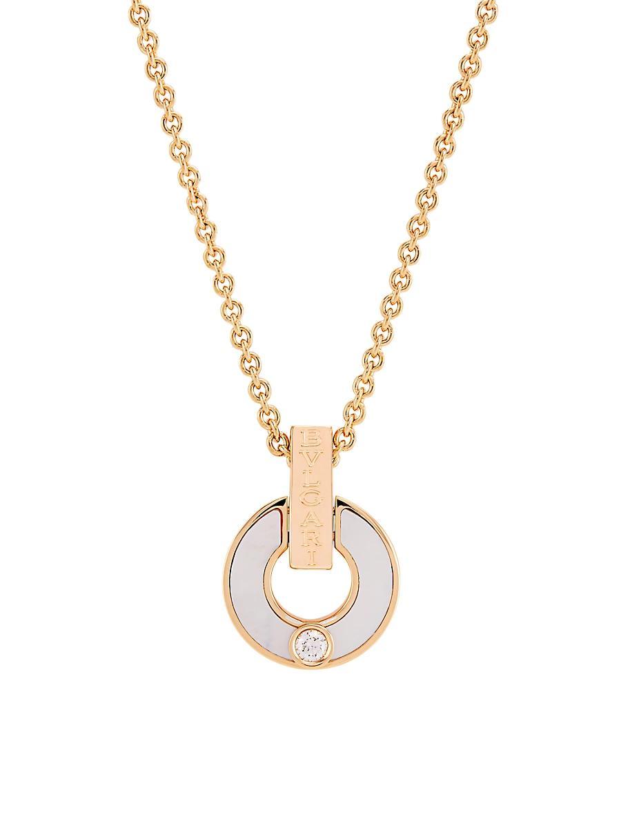 Womens Essential 18K Rose Gold, Mother-of-Pearl & Diamond Openwork Pendant Necklace Product Image