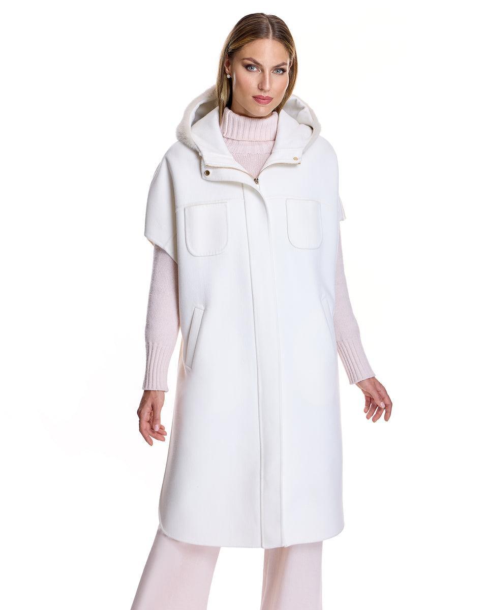 Woolblend Cape with Mink Trim Hood Product Image