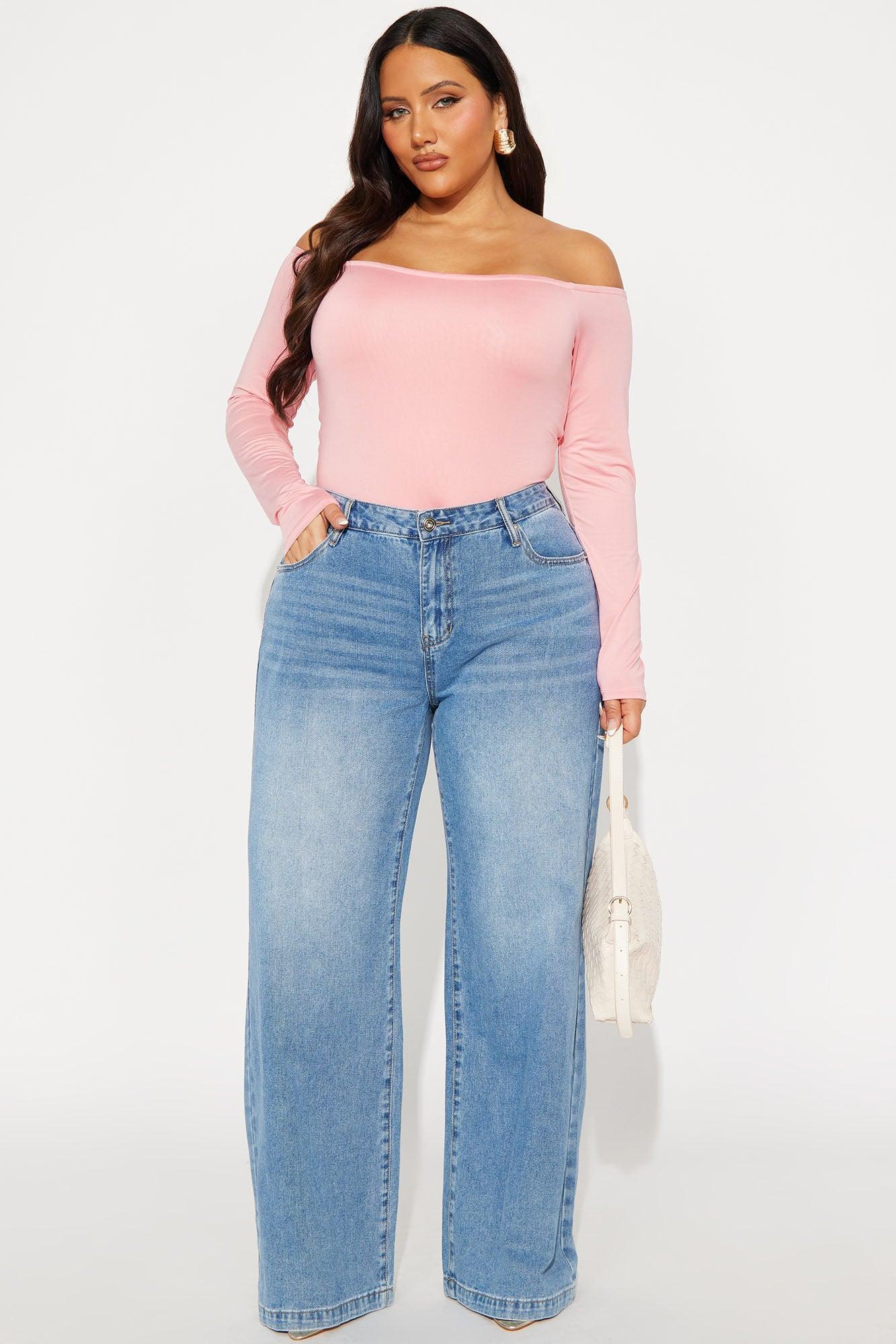 No Convincing Off Shoulder Cut Out Bodysuit - Pink Product Image
