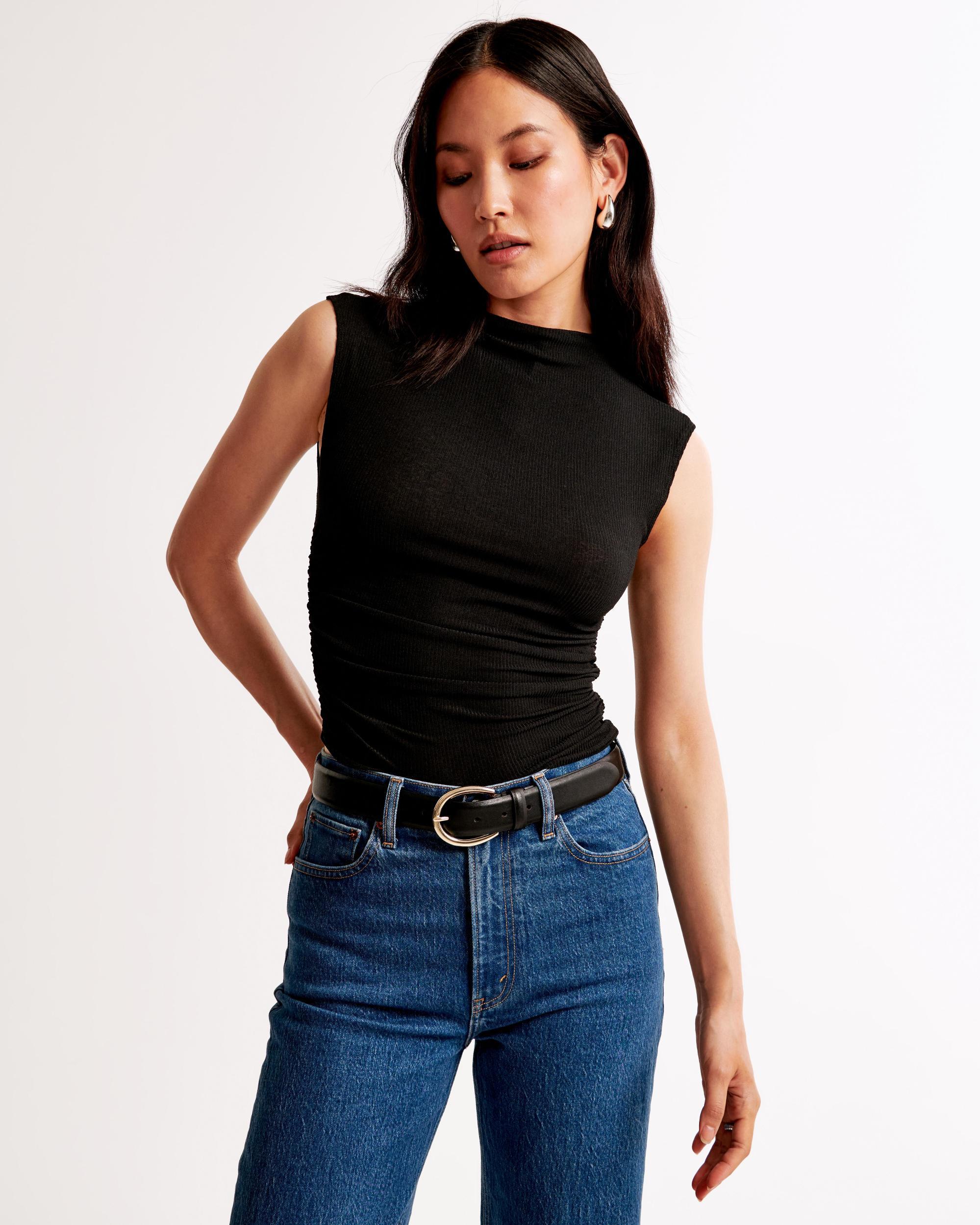 Long-Sleeve Grown-On Mockneck Top Product Image