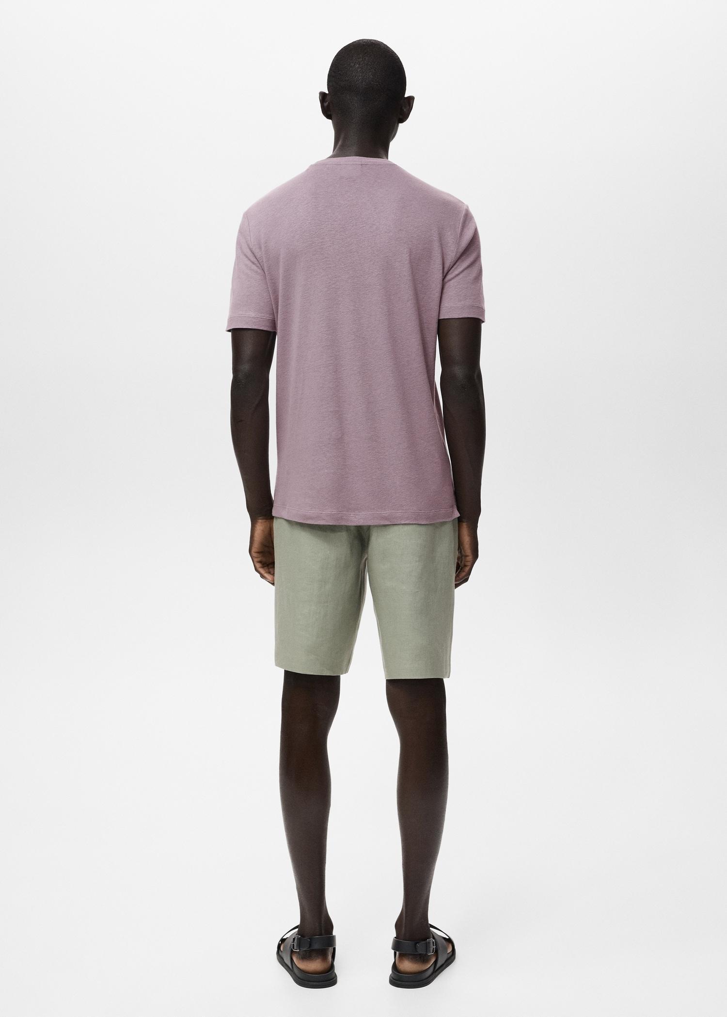 Linen slim-fit t-shirt - Men | MANGO USA Product Image