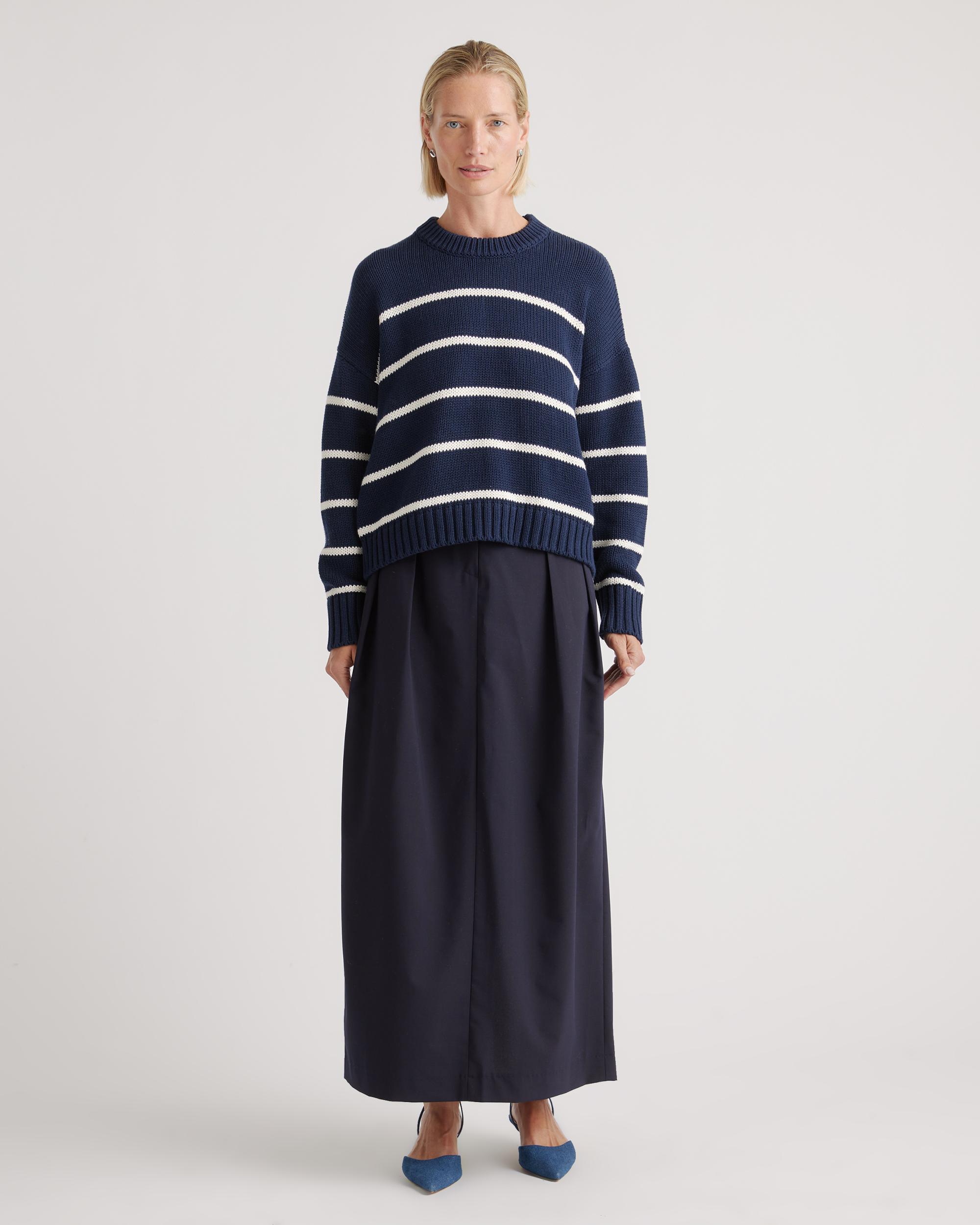 Quince | Women's Striped Crew Sweater Size XL, Organic Cotton Product Image