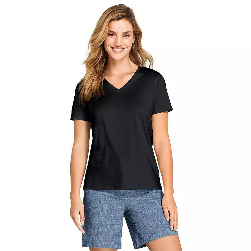 Petite Lands' End Relaxed-Fit Supima Cotton V-Neck Tee, Women's, Size: XS Petite, Simply Yellow Product Image