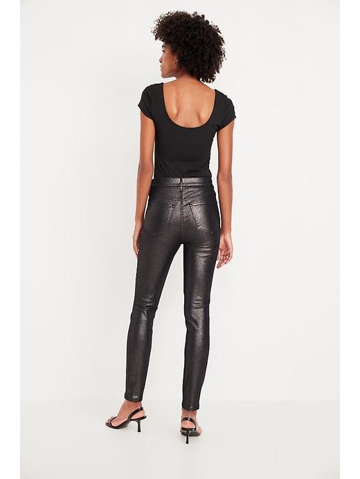 High-Waisted Shine Rockstar Super-Skinny Jeans Product Image
