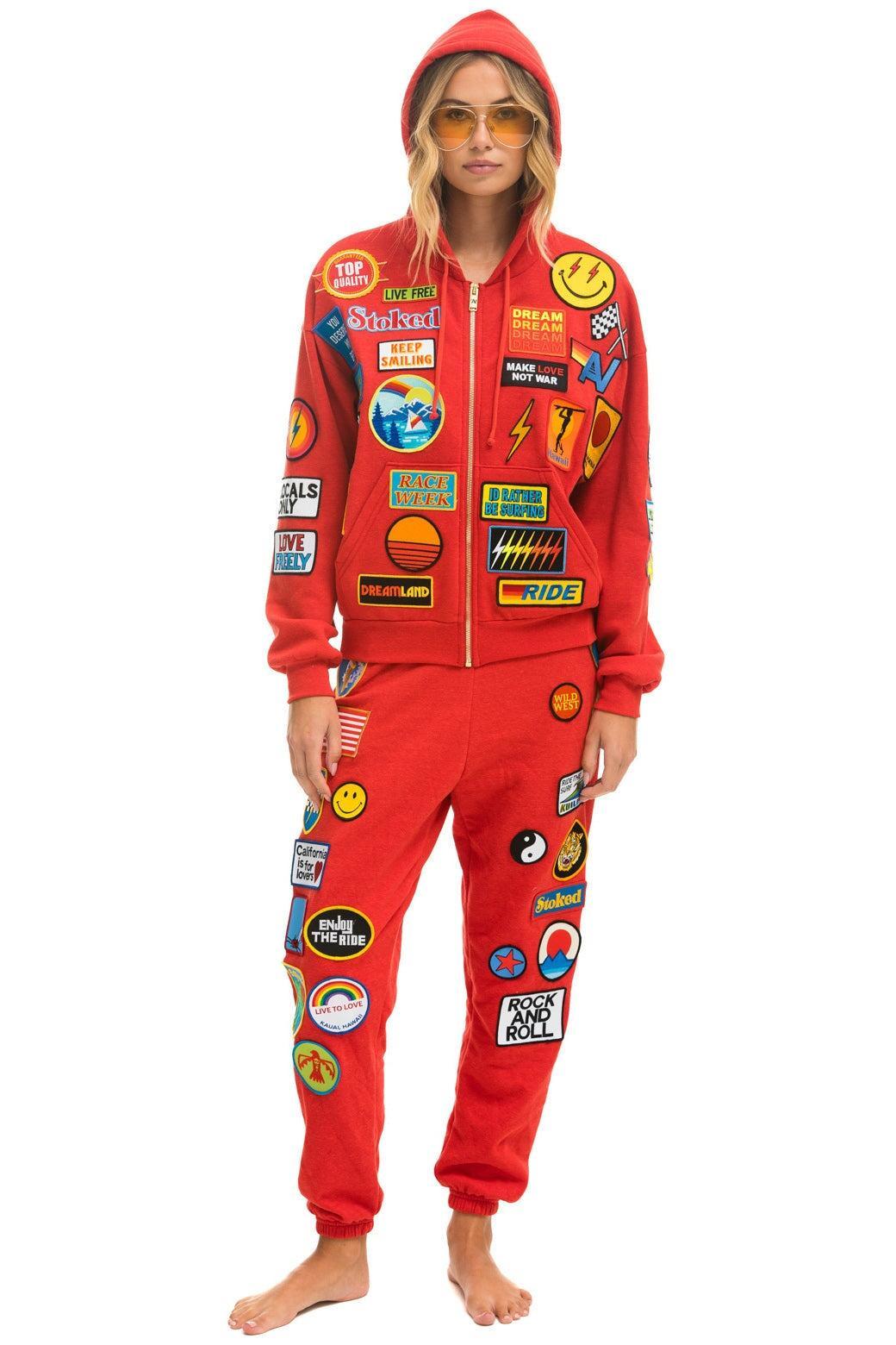 VINTAGE PATCH SWEATPANTS - RED Female Product Image