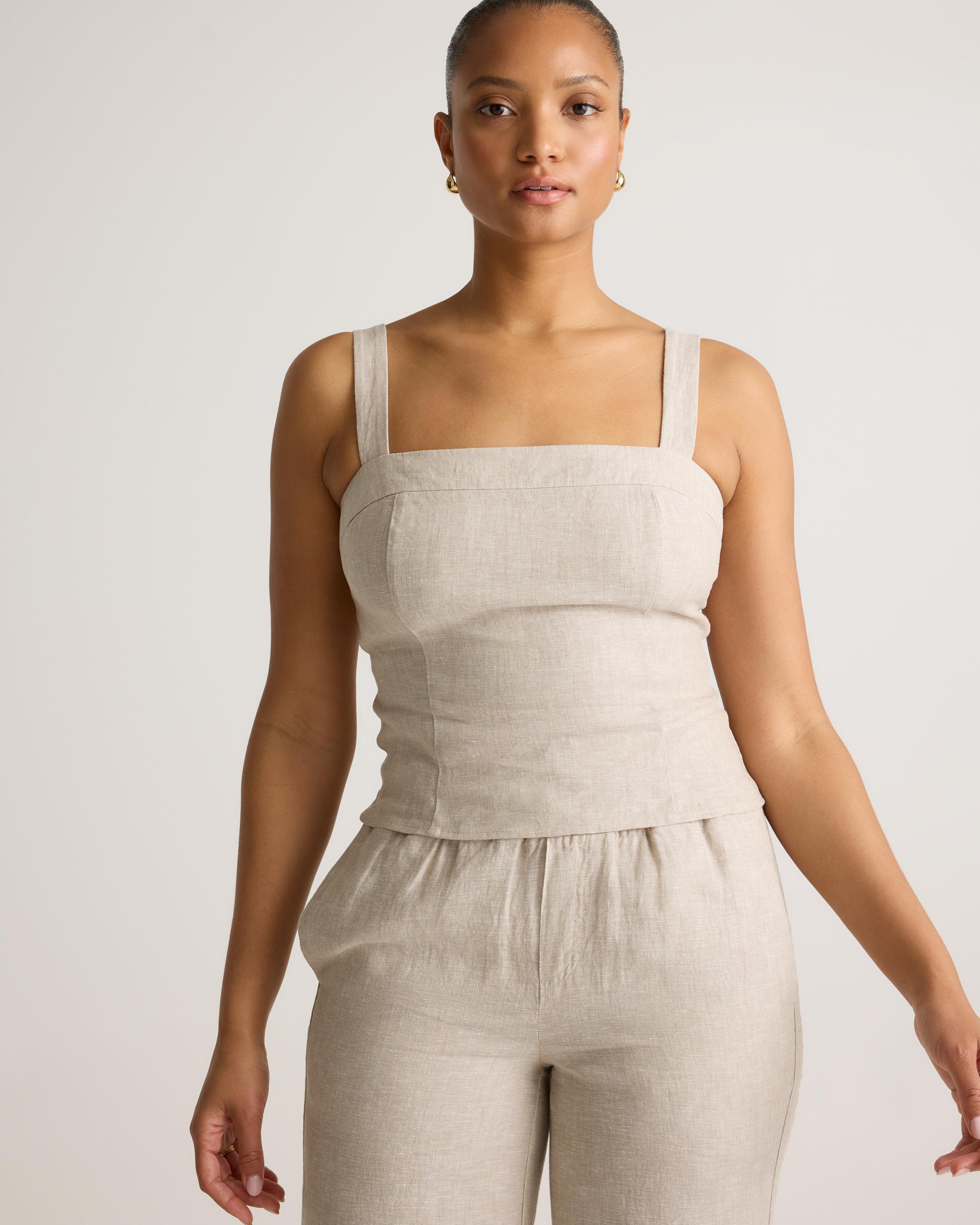 100% European Linen Fitted Tank Product Image
