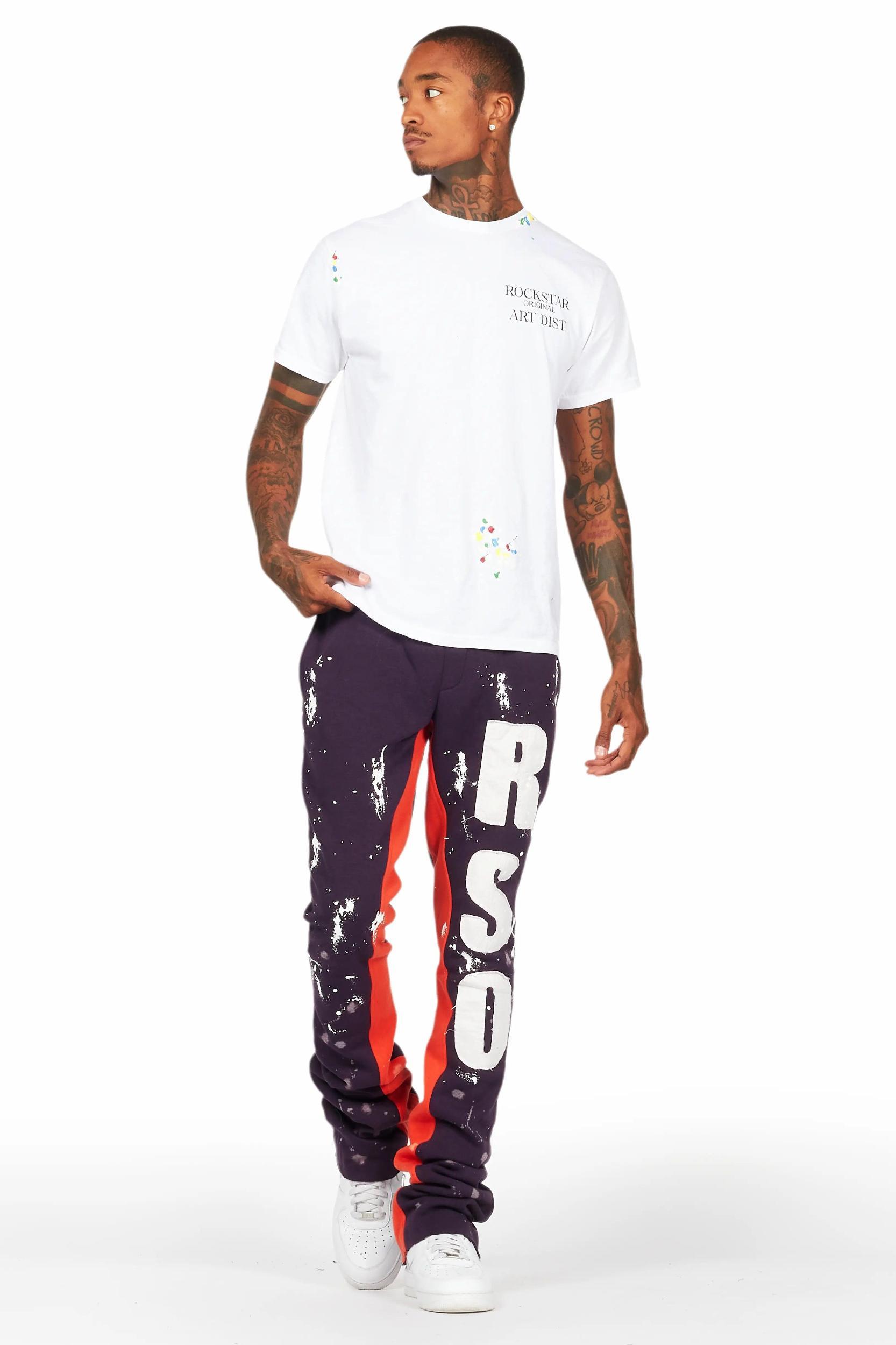 Tanko Purple Patchwork Stacked Flare Track Pant Male Product Image