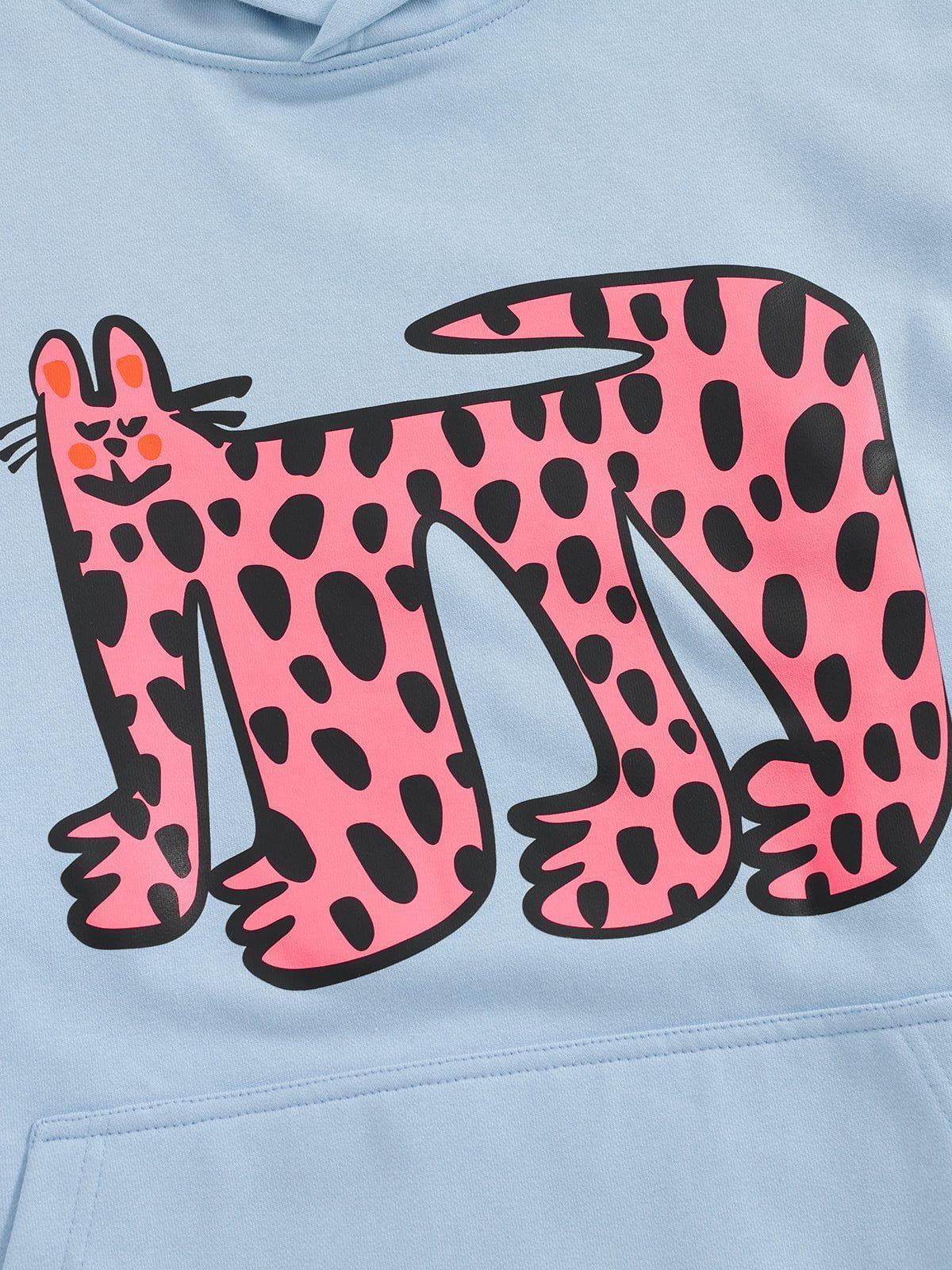 Aelfric Eden Pink Cat Print Pullover Hoodie Product Image