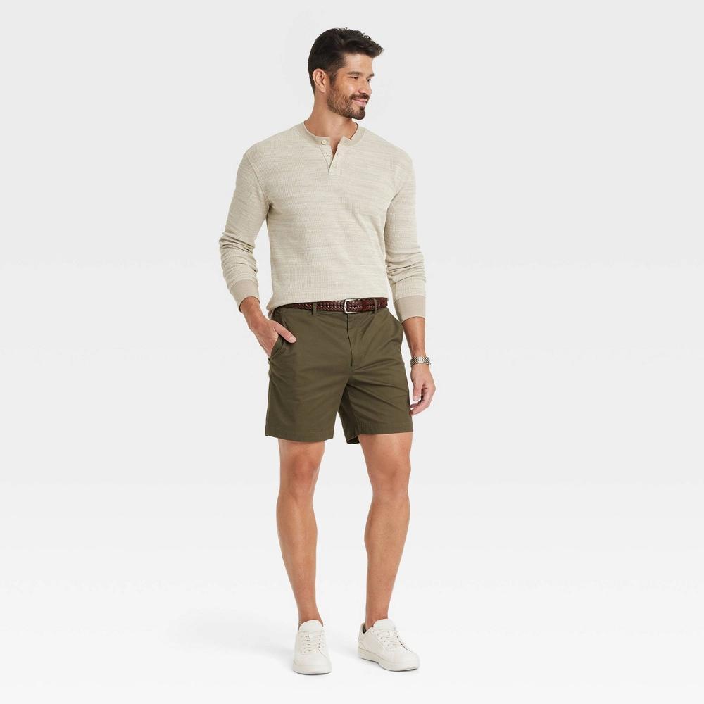Men's Every Wear 7" Flat Front Chino Shorts - Goodfellow & Co™ Paris 34: Slim Fit, Mid Rise, Stretch, Poplin Twill Product Image