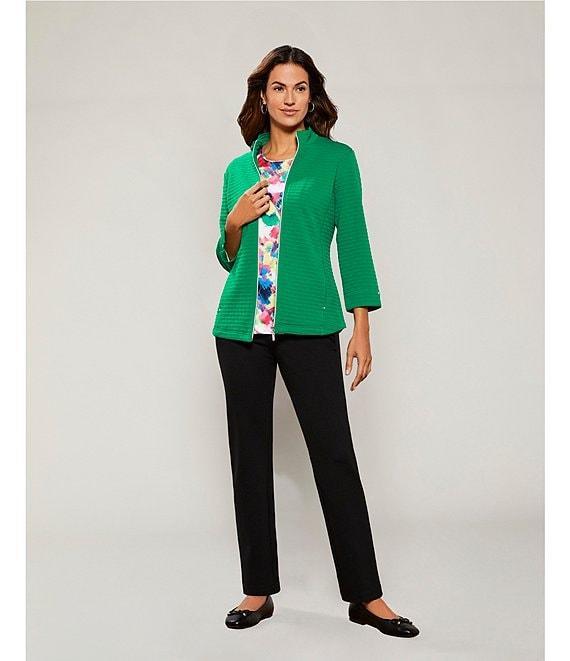 Allison Daley Brush Stroke Print 3/4 Sleeve Crew Neck Knit Top Product Image