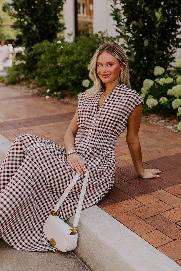 Harvest Stroll Gingham Midi Dress Product Image